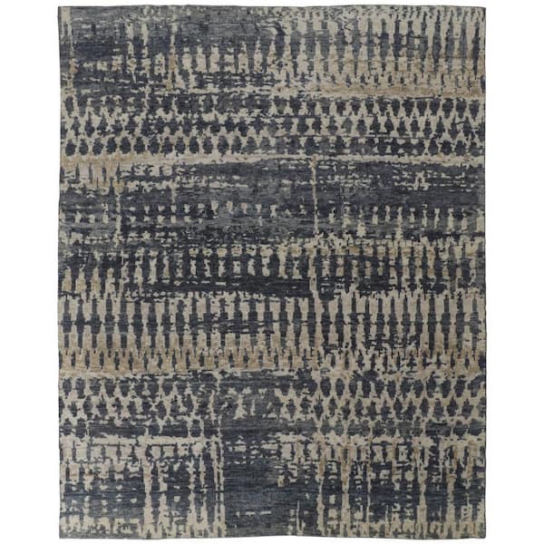 8 ft. x 12 ft. Blue, Gray, Tan Abstract Area Rug