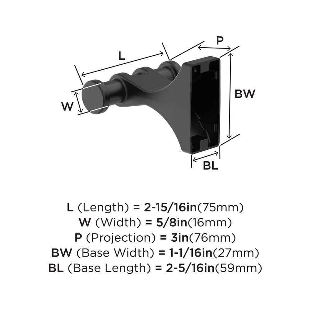 Matte Black Double Prong Wall Mounted Robe Hook