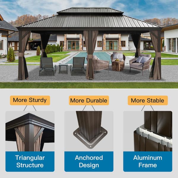 domi outdoor living 14 ft. x 24 ft. Dark Brown Outdoor domi outdoor living 14 ft. x 24 ft. Dark Brown Outdoor