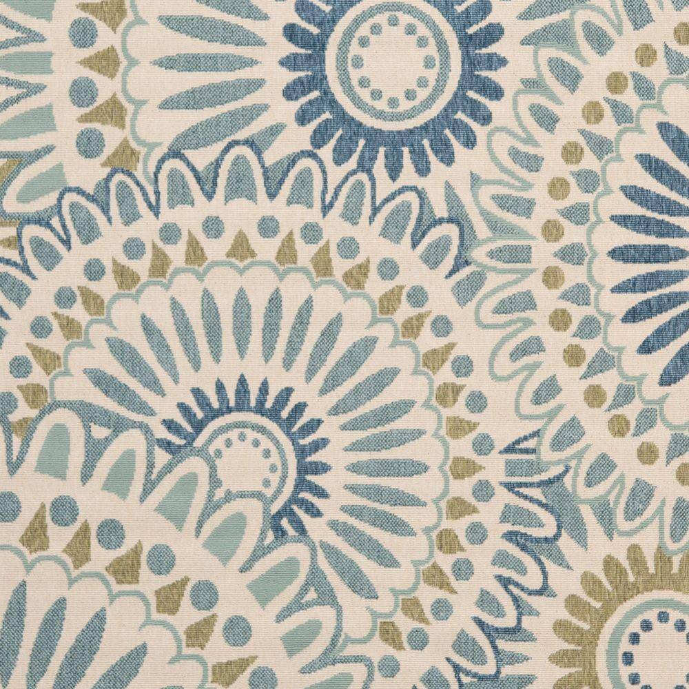 Cream & Green Floral Easy-Care 8' x 11' Synthetic Area Rug