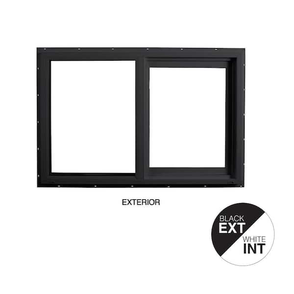 Ply Gem 35.5 in. x 23.5 in. Select Series Horizontal Sliding Left Hand Vinyl Black Window with White Int, HPSC Glass and Screen