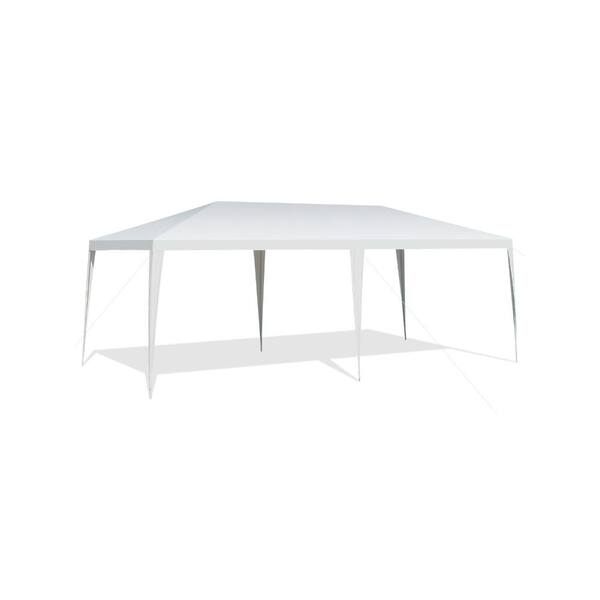 10 ft. x 20 ft. PE and Steel Waterproof Canopy Tent with Tent Pegs and Wind Ropes, White