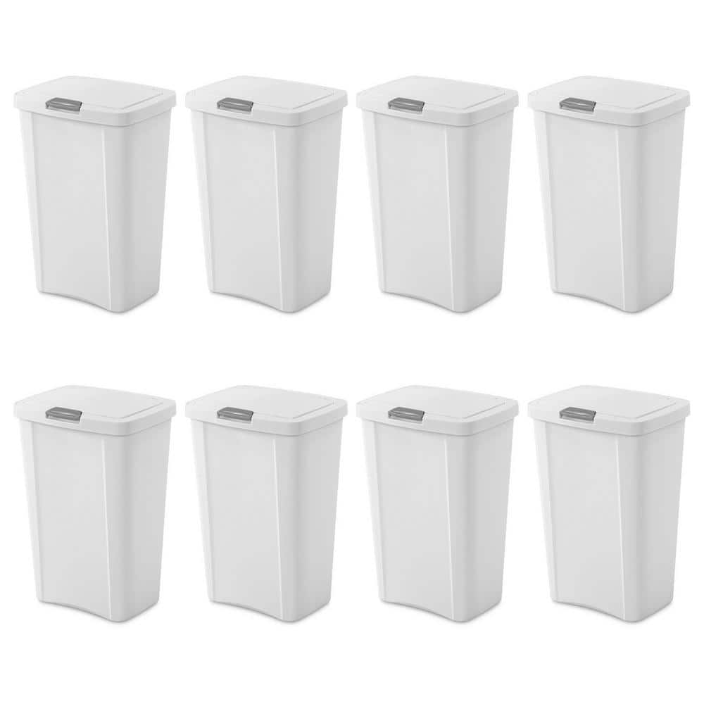 13 Gal. White Touch-Top Wastebasket Plastic Household Trash Can with Titanium Latch (8-Pack) price history on PriceWatchPro