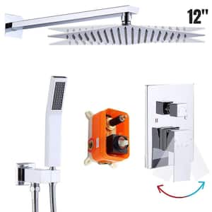 1-Spray 12 in. Wall Mount Fixed and Handheld Dual Shower Head 1.8 GPM in Chrome