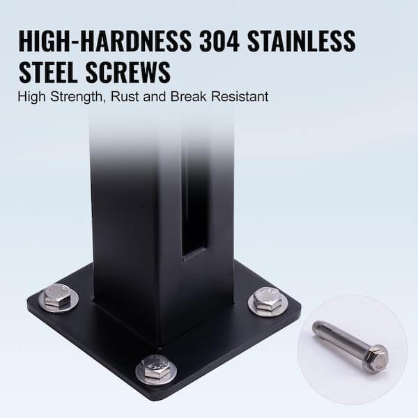 VEVOR Glass Clamp 37.4 in. H x 4.13 in. W Black Glass Railing Bracket 304 Stainless Steel Stair Railing Kit