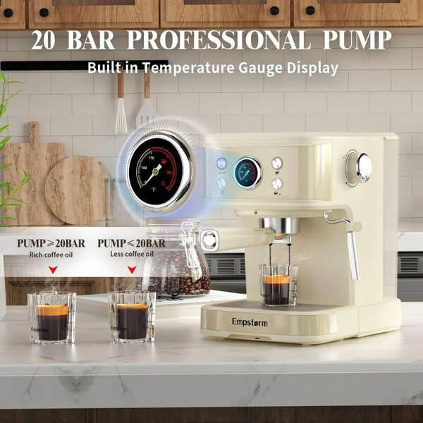 JEREMY CASS 20-Bar 2 Cups Ivory Painted Semi-Auto Espresso Machine
