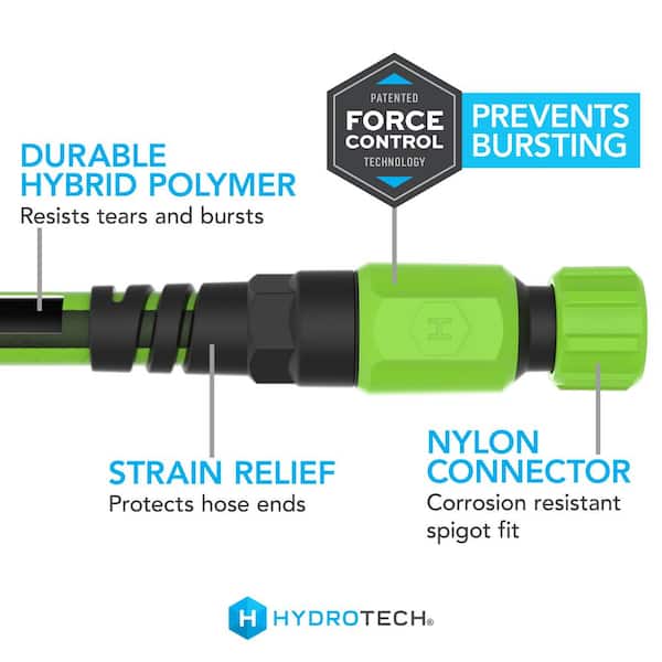 50 ft. x 5/8 in. Hybrid Polymer Rubber Super-Lite Garden Hose - Force Control Technology, Lightweight, Anti-Kink Hose