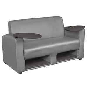 Furniture of America Stocklin 74 in. Dark Gray Faux Leather 2-Seats  Loveseats with Cup Holders IDF-9903-LV - The Home Depot