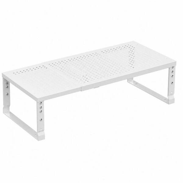 16.6 in. to 26.5 in. Expandable White Spice Rack, Kitchen Organizer, Stackable Metal Pantry Storage for Countertop