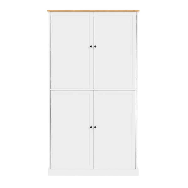 71 in. High Freestanding Kitchen Pantry with Drawers and Adjustable Shelves in White