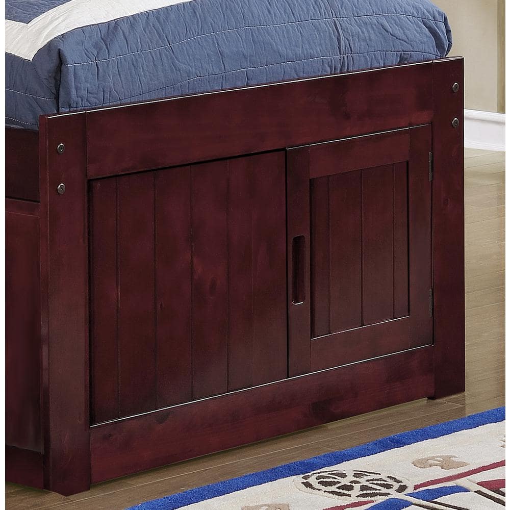 Rich Merlot Pine Twin Captain's Bed with Storage and Trundle