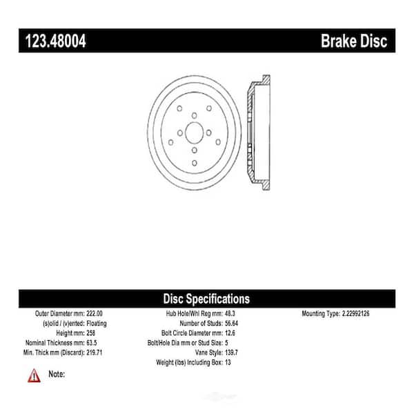 Centric Parts Brake Drum 1986-1989 Suzuki Samurai 1.3L