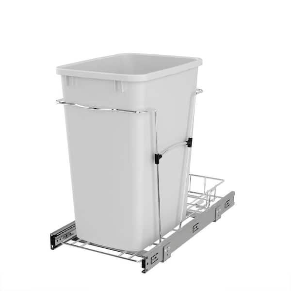 Rev-A-Shelf White Pull Out Trash Can 35 qt. for Kitchen Cabinets