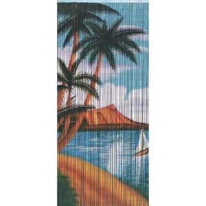 Natural Coastal Tie Top Sheer Curtain - 36 in. W x 78 in. L