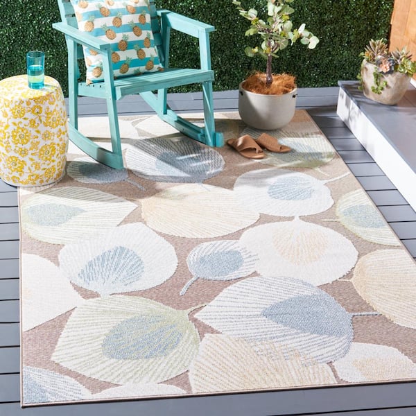 Sarasota Gray/Brown 7 ft. x 7 ft. Floral Square Area Rug