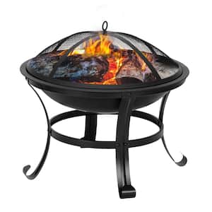 22 in.W Round Metal Wood Burning Fire Pit with Poker