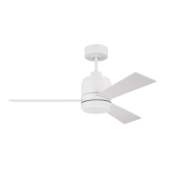 CRAFTMADE McCoy 3-Blade 42 in. Indoor White Finish Ceiling Fan with Integrated LED and Hard Wired, 4-Speed Control Included