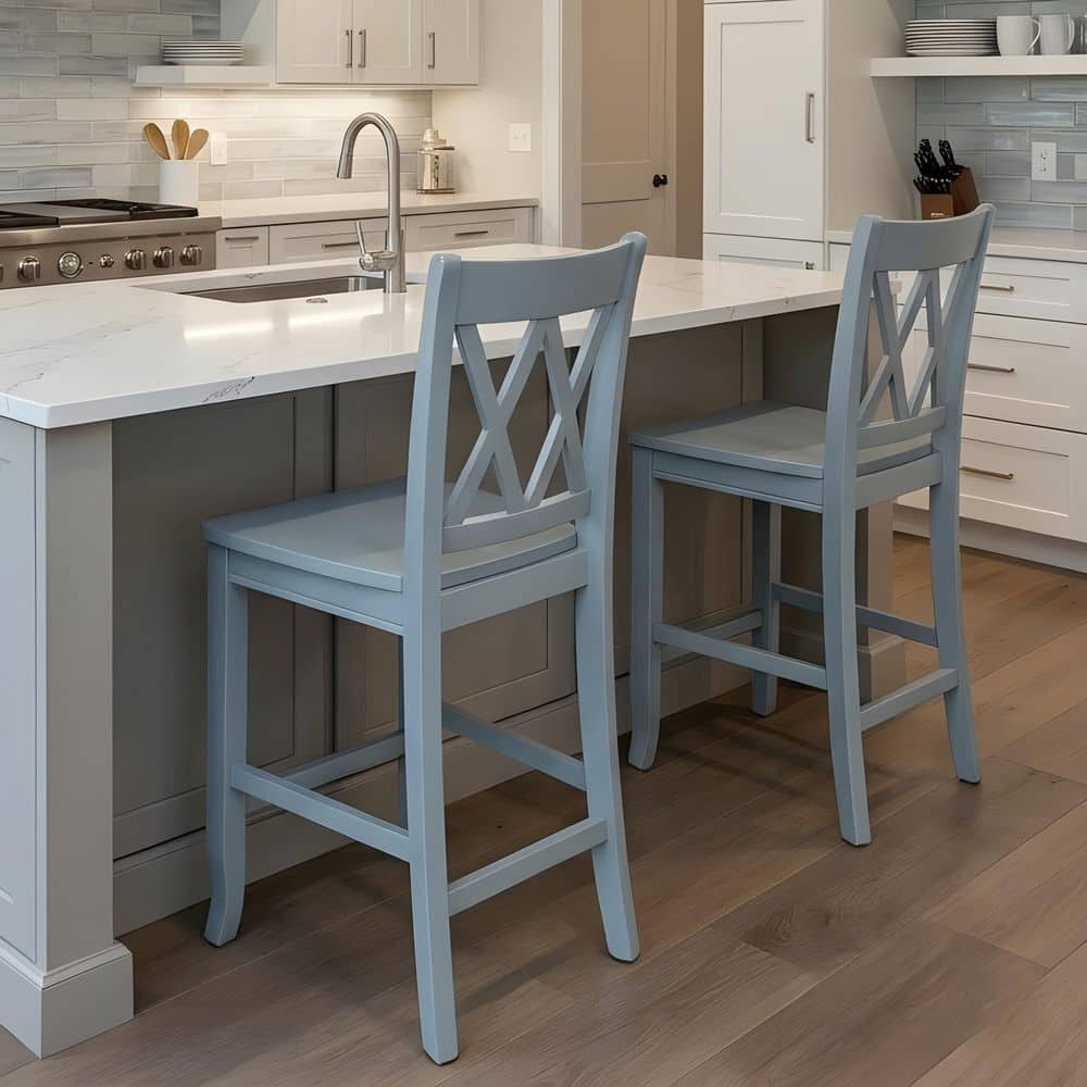 International Concepts Blue Gray Double XX Back Counter Height
