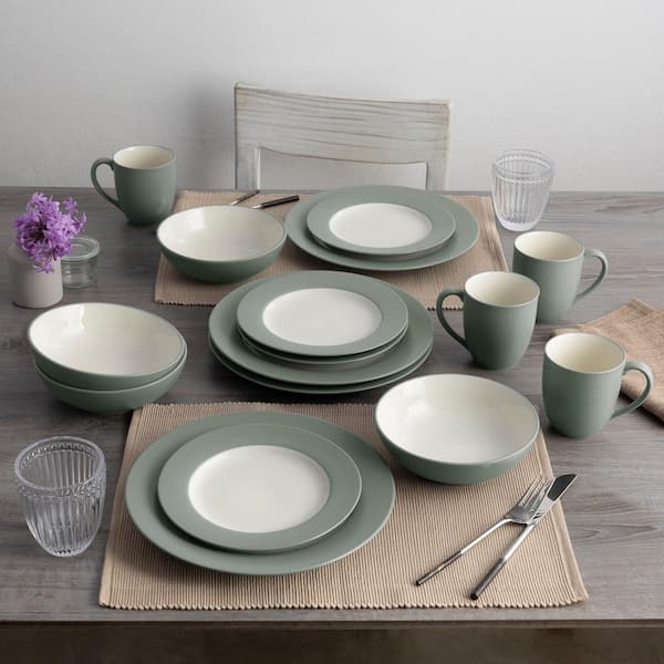 Colorwave Green 12 fl. oz. (Green) Stoneware Mugs, (Set of 4)