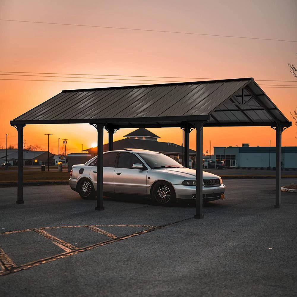 Gray Steel 12' x 20' Gable Roof Carport Pavilion
