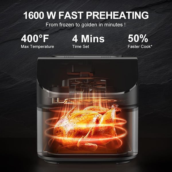 Lynzavix 6.8 Qt. Stainless Steel Air Fryer with 10-in-1 Functions