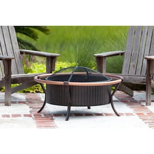 Copper Rail 37 in. Round Steel Fire Pit in Brushed Bronze