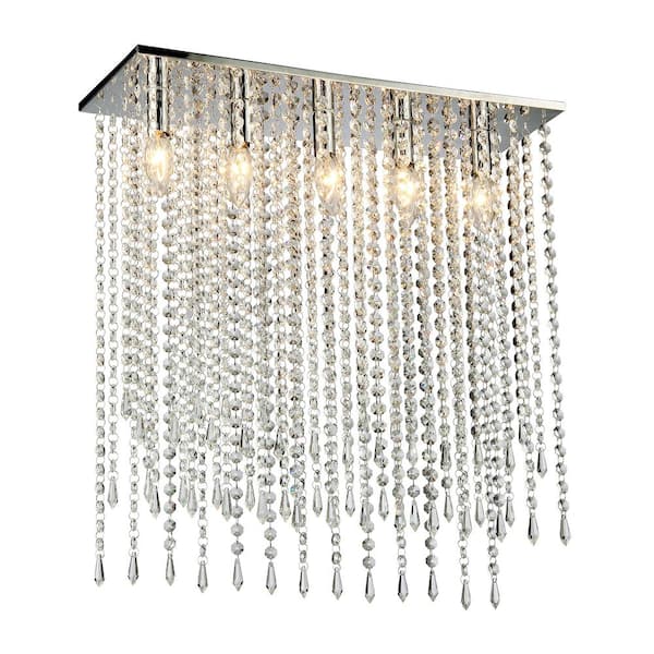 Warehouse of Tiffany Cleave Crystal 5-Light Chrome Chandelier with Shade