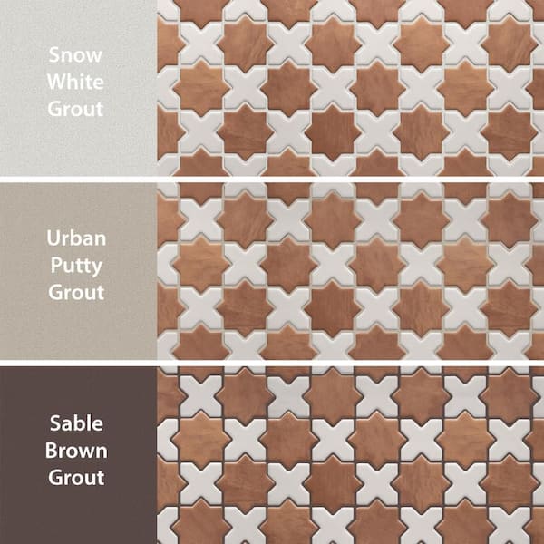 Merola Tile Sentier des Cotto 2 in. Star with White Cross 12 in. x