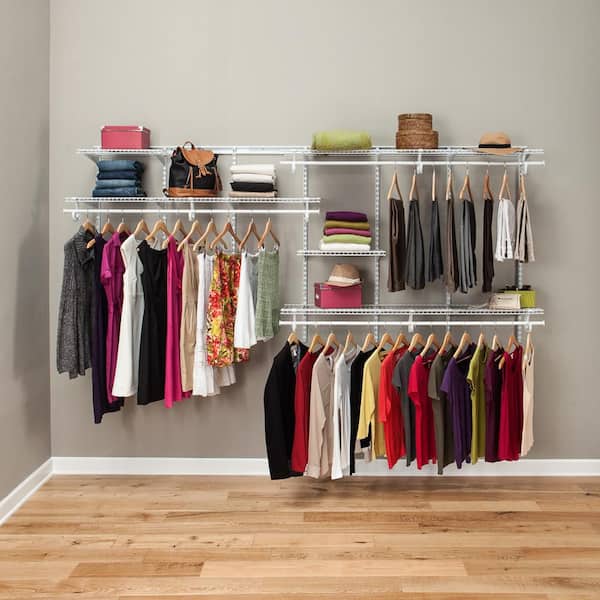 ShelfTrack 120.5 in. W White Reach-In Wall Mount 5-Shelf Wire Closet System Organizer Kit