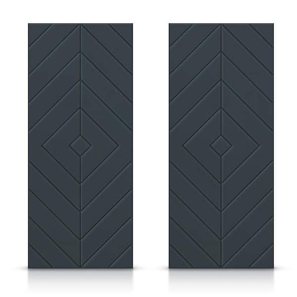 CALHOME 84 in. x 96 in. Hollow Core Charcoal Gray Stained Composite MDF Interior Double Closet Sliding Doors