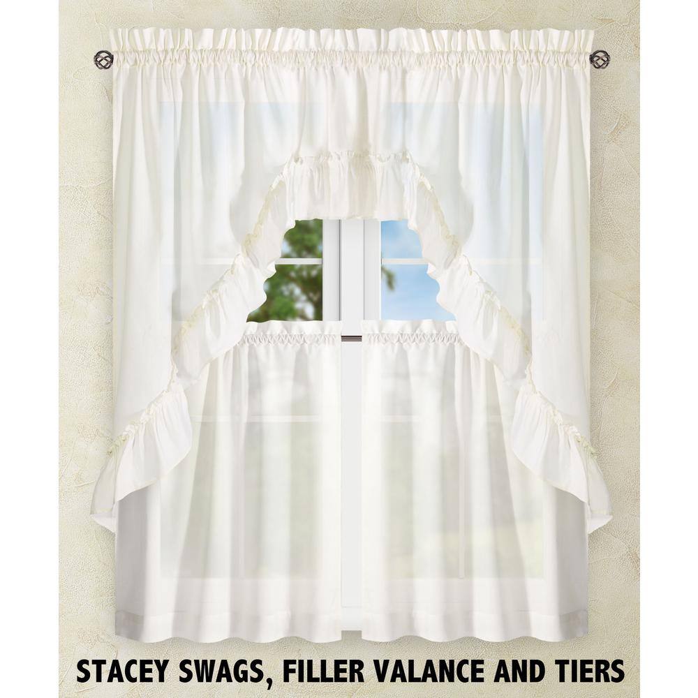 Stacey Cream Polyester Cotton Ruffled Swag Valance Set