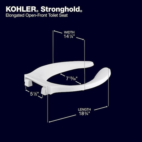 KOHLER Stronghold Elongated Open Front Toilet Seat in White