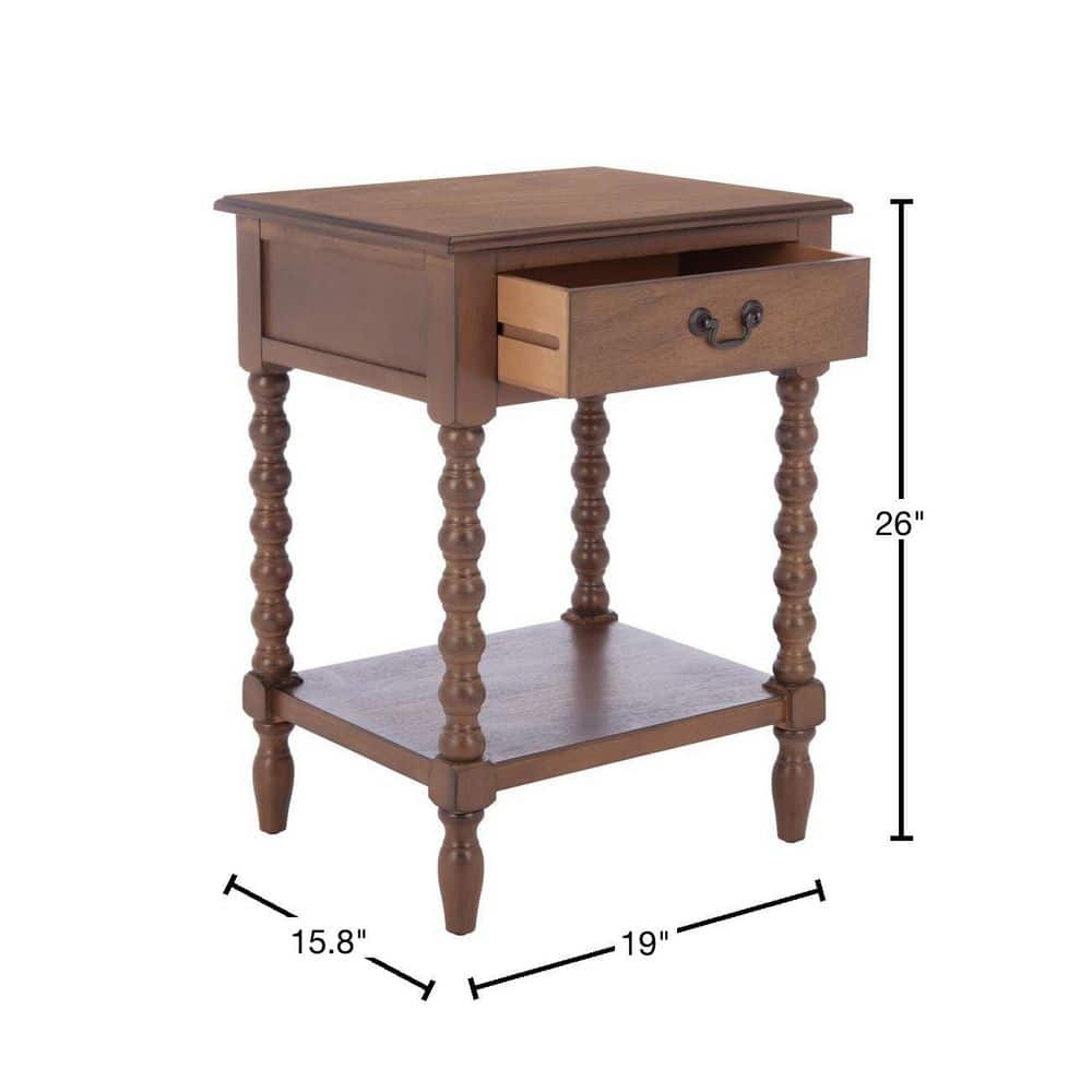 Athena Medium Brown Pinewood Accent Table with Storage