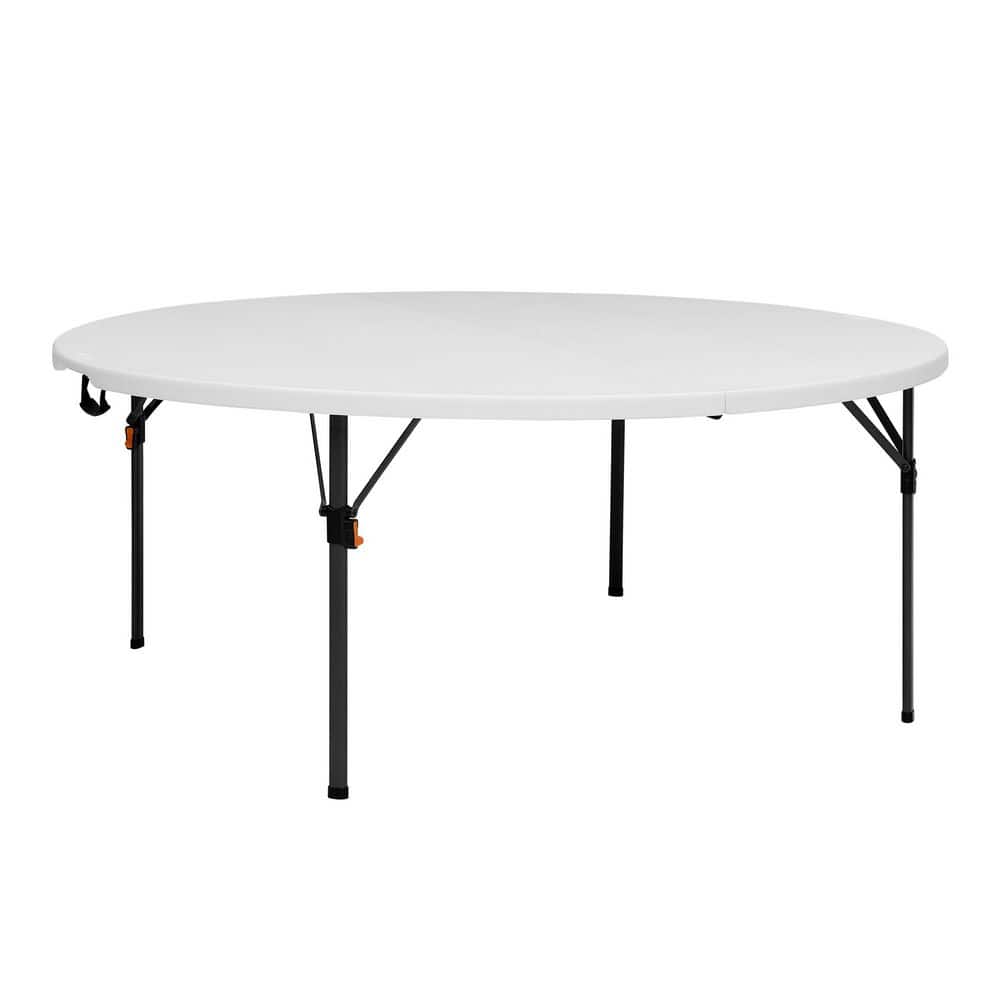 6 ft. White & Grey 4 leg Indoor/Outdoor Round Table, Seats 8