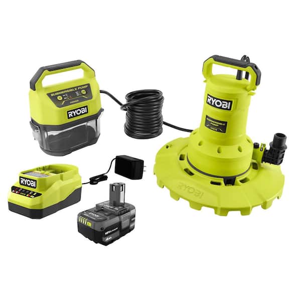 RYOBI ONE+ 18V 1/6 hp. Submersible Pump with 4Ah Battery and Charger