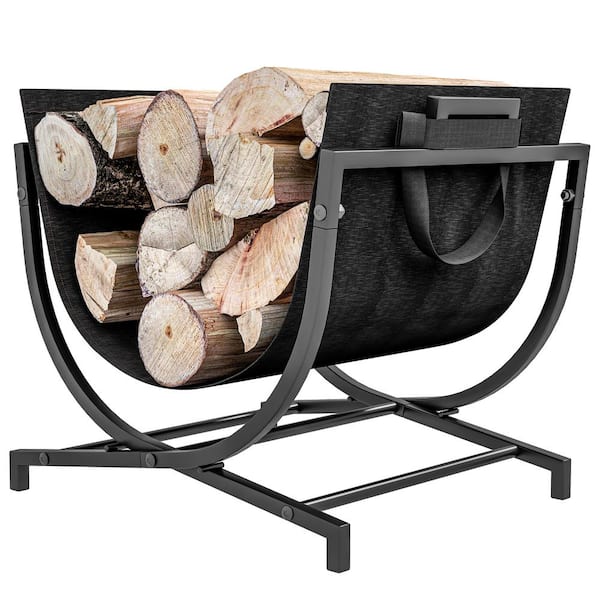 Unbranded 31 in. x 12 in. Outdoor Metal Firewood Rack with Kindling and Tool Hooks