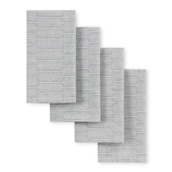 MARTHA STEWART Honeycomb Modern Farmhouse 19 in. W x 19 in. H Grey Cotton Napkins (Set of 4)