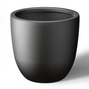 18 in. Large Charcoal Black Concrete Round  Planter / Pot with Drainage Holes