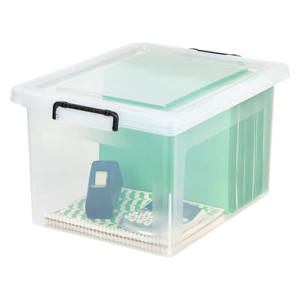 IRIS Letter and Legal-Size File Storage Box with Buckle in Clear