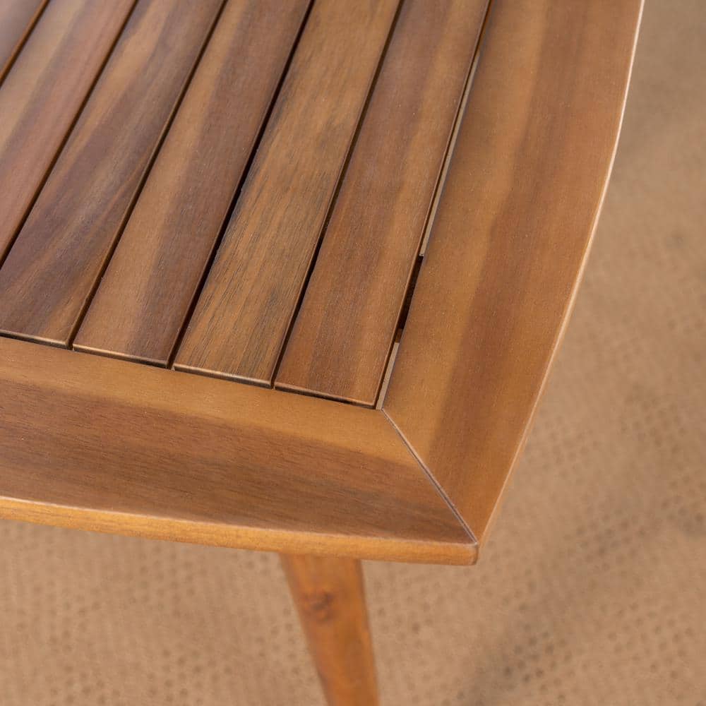 Teak Brown Acacia Wood Outdoor Square Dining Table for 4
