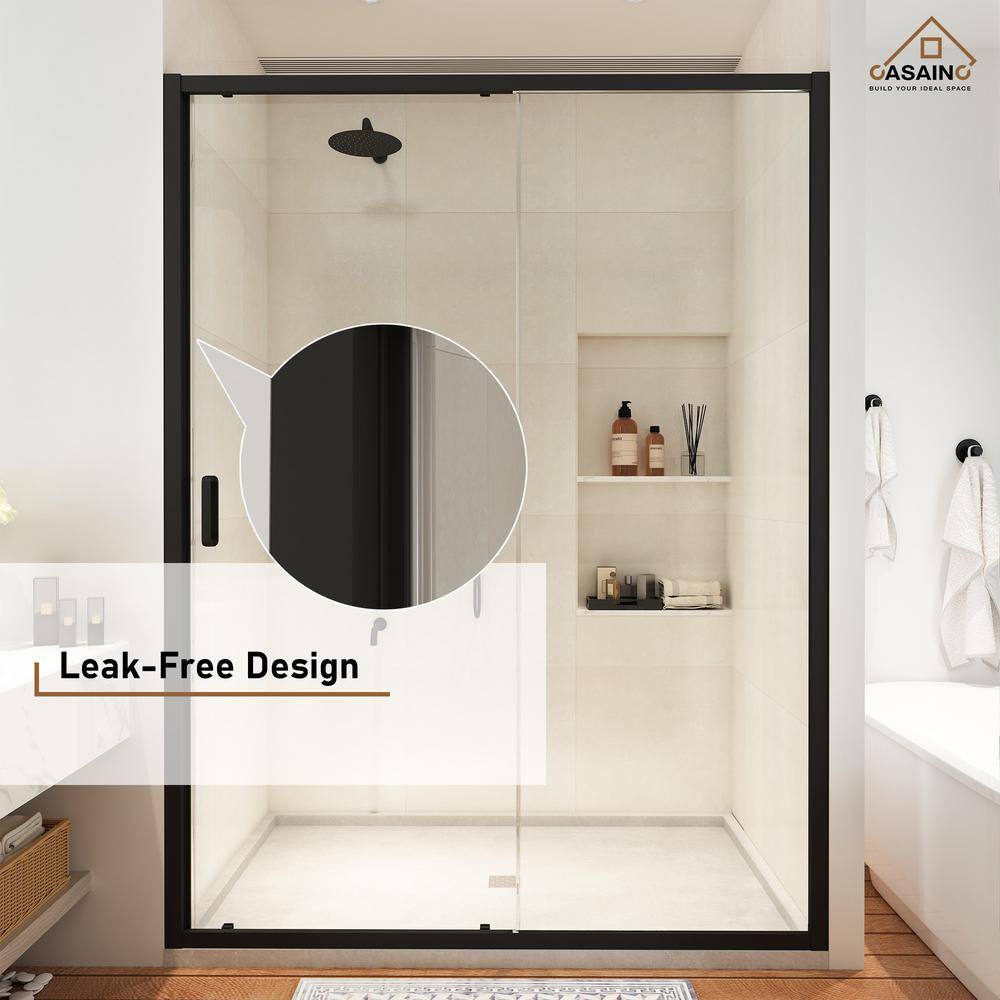 Matte Black 48" x 72" Framed Single Sliding Shower Door