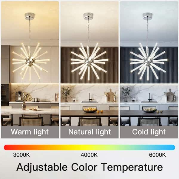 BAOURE 24 Light Dimmable Integrated LED Silver Bubble Pillar