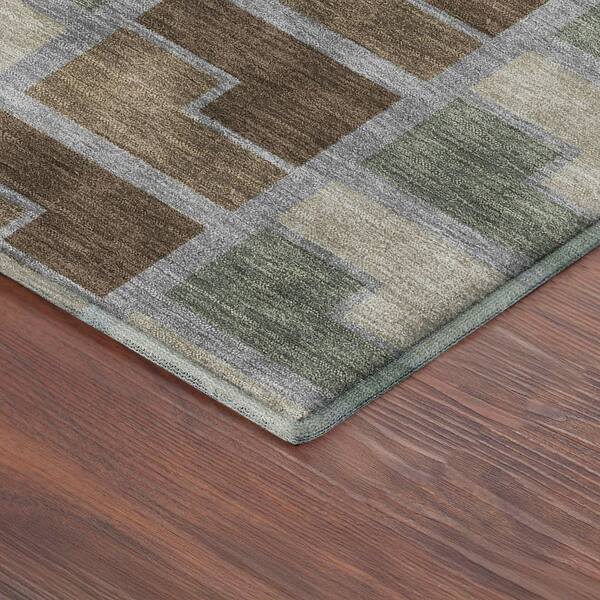 Mayfield Premium Machine Washable Abstract AMF2417 Chocolate 8 ft. x 10 ft. Area Rug