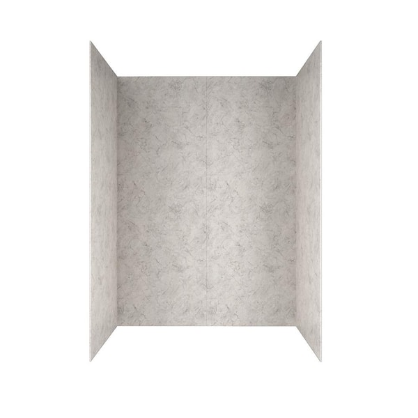 Passage 32 in. x 60 in. x 72 in. 4-Piece Glue-Up Alcove Shower Wall in Platinum Marble