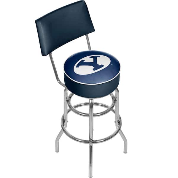 Trademark BYU 30 in. Chrome Padded Swivel Bar Stool