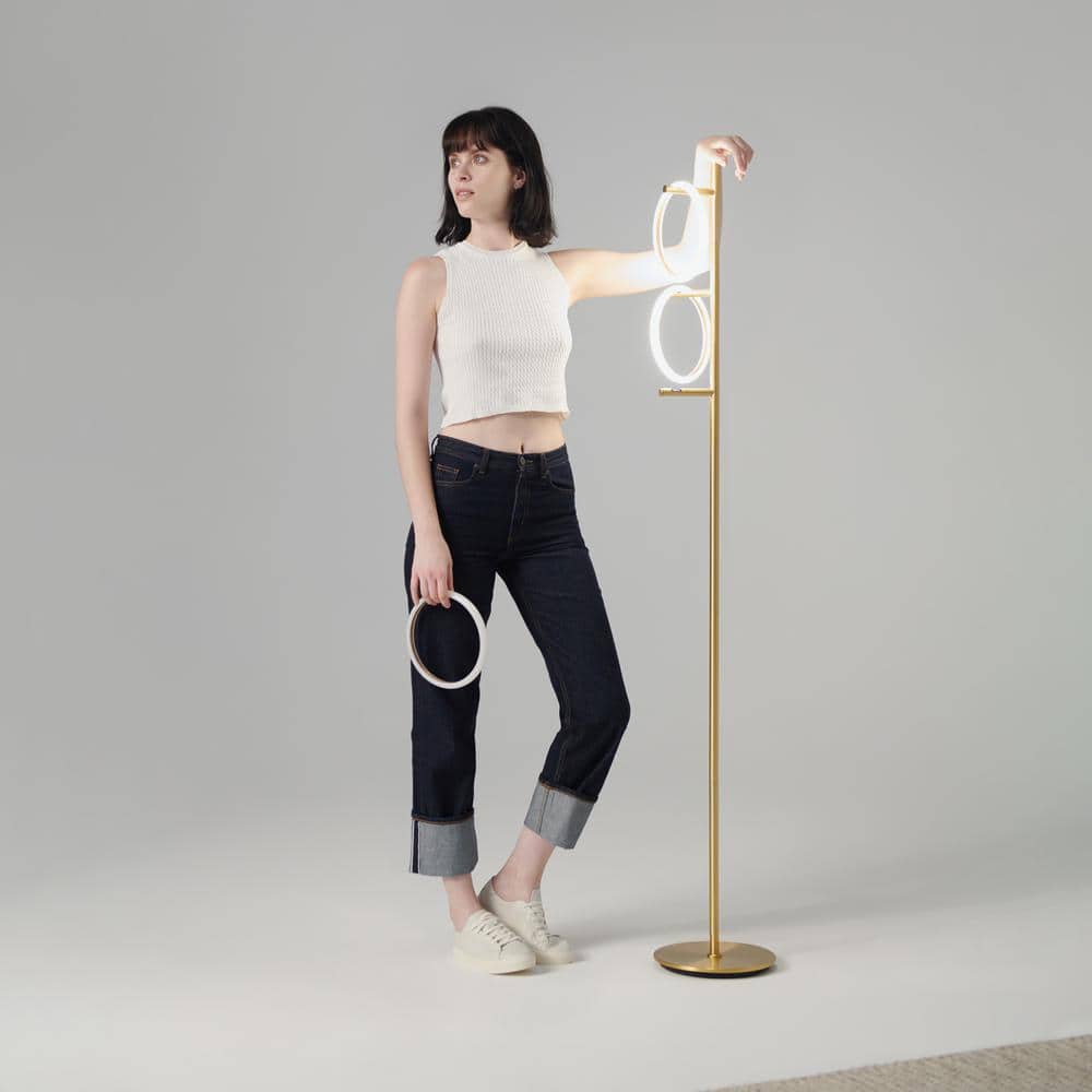 Saturn Antique Brass 66" Kids' 3-Way Dimming LED Floor Lamp