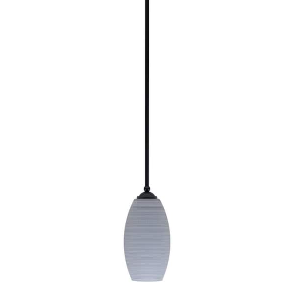 Unbranded Clevelend 100-Watt 1-Light Black Pendant Mini Pendant Light with Gray Matrix Glass Shade Light Bulb Not Included