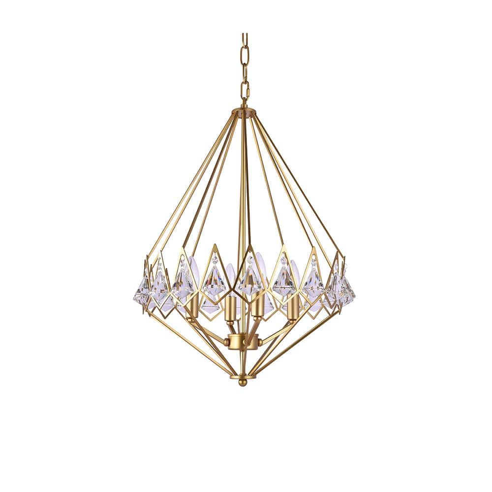 Elliott 4-Light Gold Geometric Chandelier