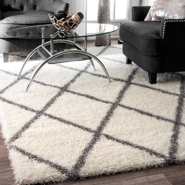 Nuloom Everly Geometric Shag Gray 8 Ft X 10 Ft Area Rug Ozsg09a 8010 The Home Depot