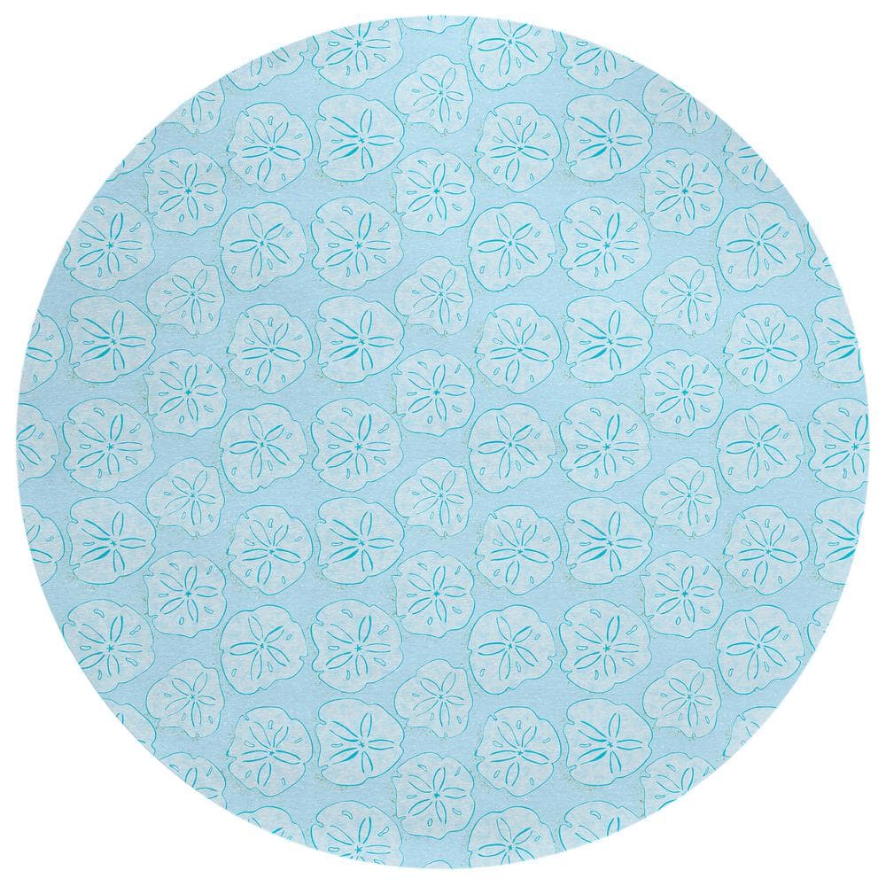 Surfside Blue 8 ft. x 8 ft. Geometric Indoor/Outdoor Area Rug